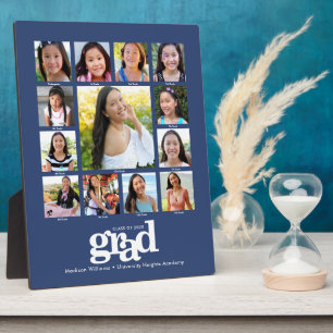 Abschluss K–12 Fotocollage Modern Fette Blautöne Fotoplatte