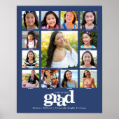 Abschluss K-12 FotoCollage Modernes, feines Blau Poster (Vorne)