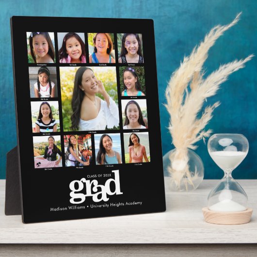 Abschluss K-12 FotoCollage Modernes, feines Schwar Fotoplatte (Seite)