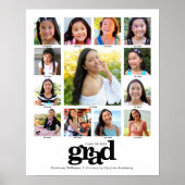 Abschluss K-12 FotoCollage Modernes Schwarz-weiß Poster (Vorne)