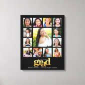 Abschluss K-12 FotoCollage Modernes Schwarzes Gold Leinwanddruck (Vorderseite)