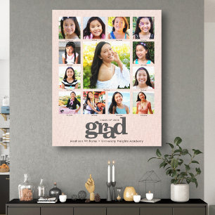 Abschluss K-12 FotoCollage Rosa Fett Leinwanddruck