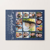 Abschluss K-12 Moderne Script Foto Collage Navy Puzzle (Horizontal)