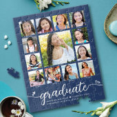 Abschluss K-12 Moderne Script Foto Collage Navy Puzzle