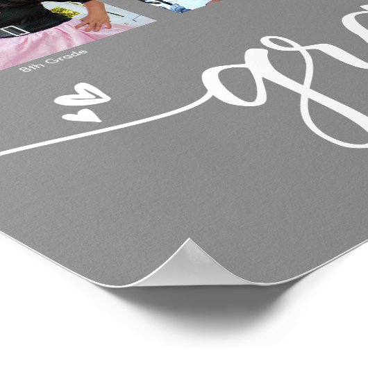 Abschluss K-12 Modernes Drehbuch Collage Grau Poster (Ecke)