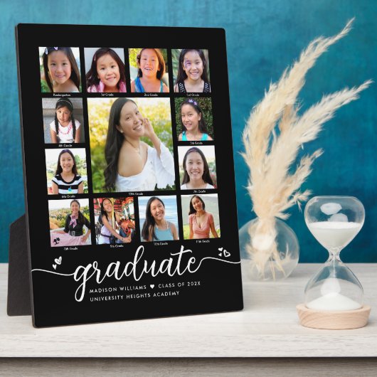 Abschluss K-12 Modernes Drehbuch Schwarz Fotoplatte (Seite)