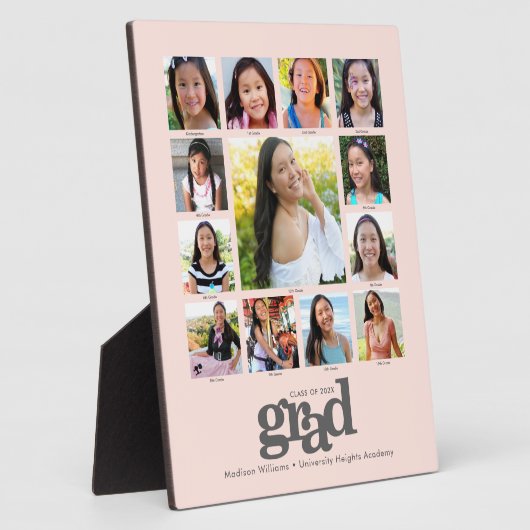 Abschluss K-12 Rosa FotoCollage Moderne Fotoplatte (Seite)