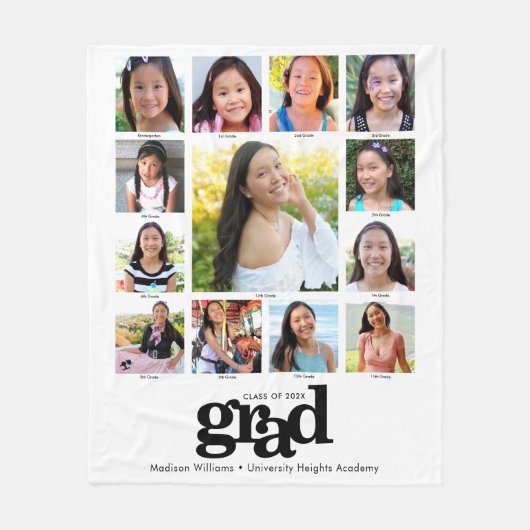 Abschluss K-12 Schwarz-weiße FotoCollage Moderne Fleecedecke (Vorderseite)