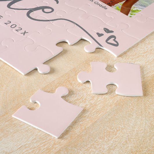 Abschluss K-12 Script FotoCollage auf Rosa Puzzle (Seite)