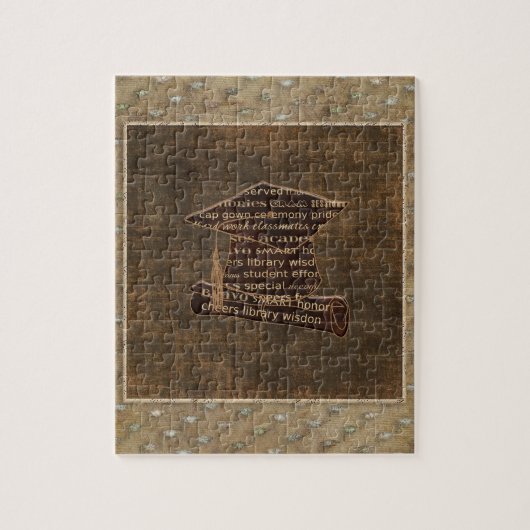 Abschluss-Kappe u. Diplom, Abschluss-Wort-Entwurf Puzzle (Vertikal)