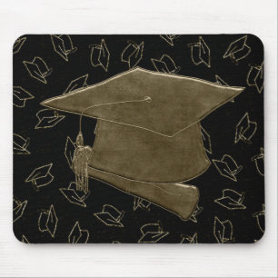 Abschluss-Kappe und Diplom-Mausunterlage, Brown, Mousepad