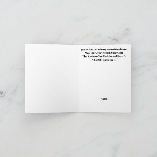 Abschluss-Karte der Kochschule oder Backschule Karte (Innenseite)