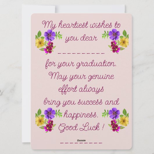 Abschluss-Karte Feiertagskarte (Rückseite)