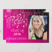 Abschluss-Karten mit hellrosa Foto Einladung (Vorne/Hinten)