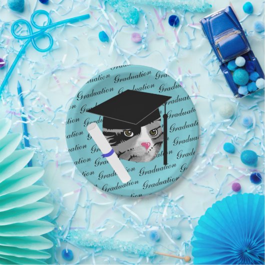 Abschluss-Katze Pappteller (Party)