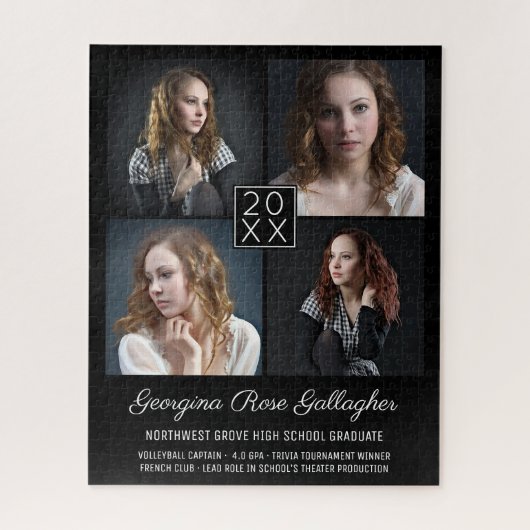 Abschluss Keepake Modern Foto Collage Classy Bk Puzzle (Vertikal)