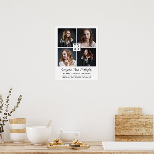 Abschluss Keepake Moderne Fotocollage Classic Poster (Küche)