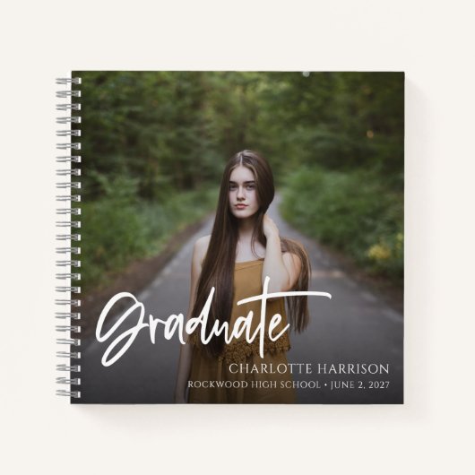 Abschluss Keepake Script Foto Guest Notizblock (Vorderseite)