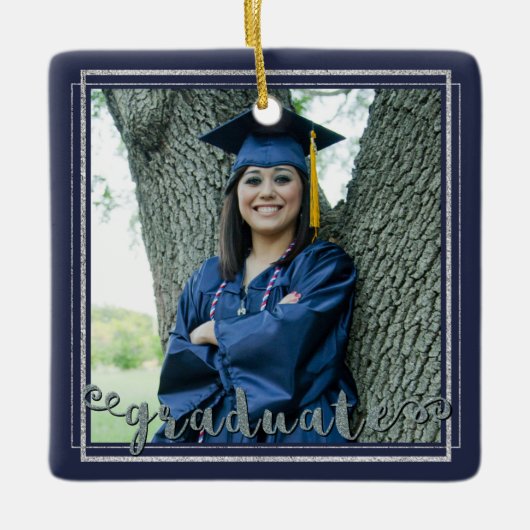 Abschluss-Keepake (veränderbare Hintergrundfarbe) Keramikornament (Vorderseite)