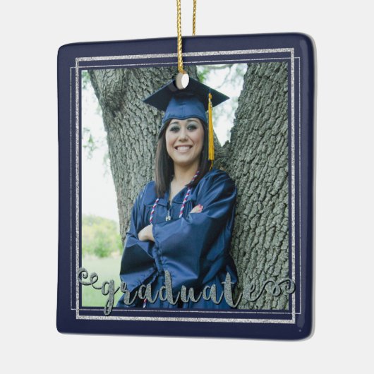 Abschluss-Keepake (veränderbare Hintergrundfarbe) Keramikornament (Links)