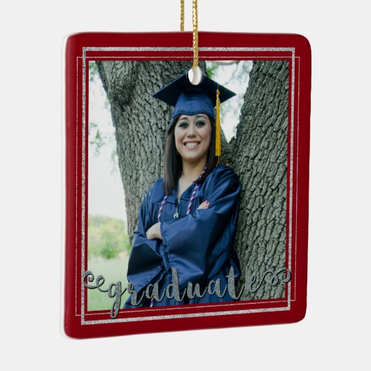 Abschluss-Keepake (veränderbare Hintergrundfarbe) Keramikornament (Rechts)