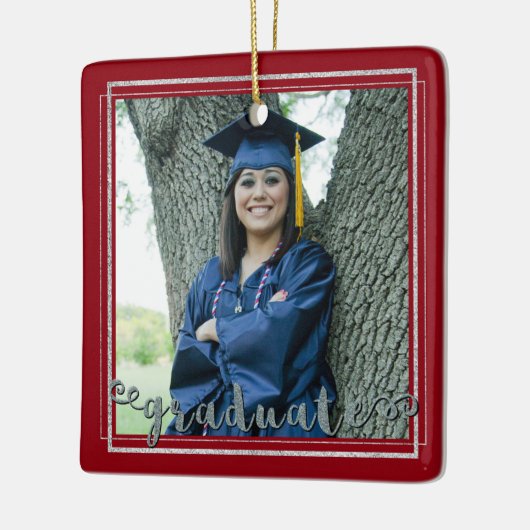 Abschluss-Keepake (veränderbare Hintergrundfarbe) Keramikornament (Links)