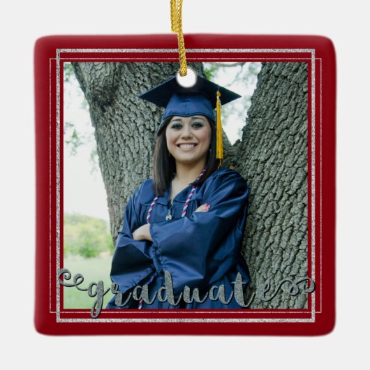 Abschluss-Keepake (veränderbare Hintergrundfarbe) Keramikornament (Vorderseite)