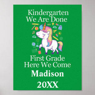 Abschluss Kindergarten zur ersten Klasse Einhorn P Poster