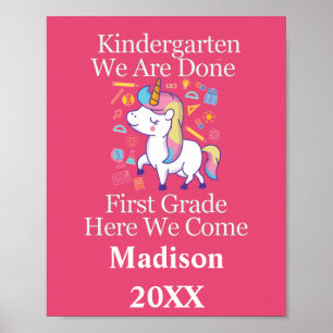 Abschluss Kindergarten zur ersten Klasse Einhorn Poster