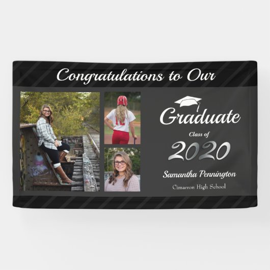 Abschluss-Klasse 2020 Fotocollage Gray Banner (Horizontal)