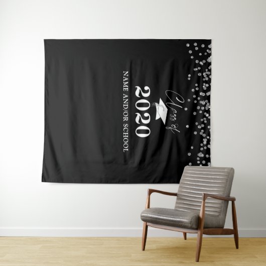 Abschluss-KLASSE 2020 - Hintergrund des Confetti-F Wandteppich (Beispiel (Horizontal))