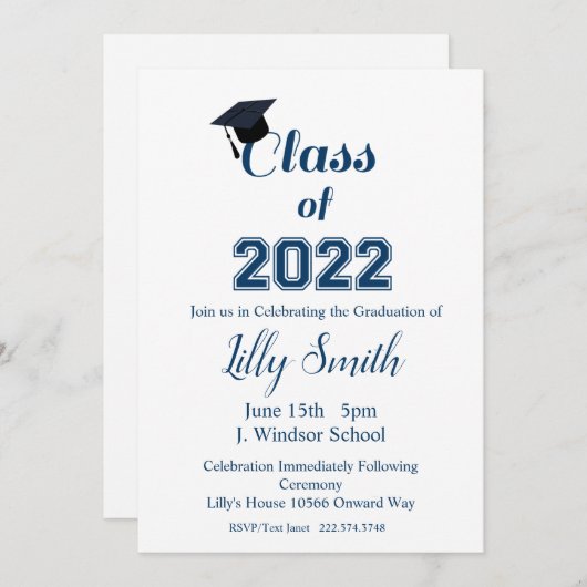 Abschluss, Klasse 2022 Einladung (Vorne/Hinten)