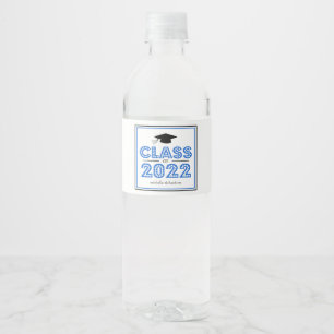 Abschluss-Klasse 2022 in Leuchten (blau) Wasserflaschenetikett