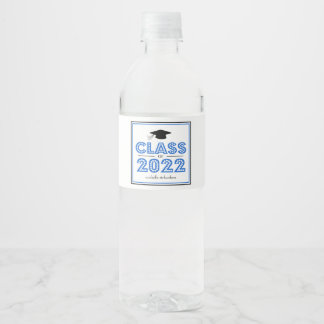Abschluss-Klasse 2022 in Leuchten (blau) Wasserflaschenetikett
