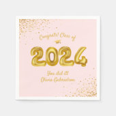 Abschluss-Klasse 2023 Pink Gold Ballons Custom Serviette (Vorderseite)