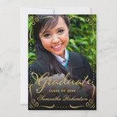 Abschluss-Klasse 2024 Foto Schwarzes Gold Einladung (Vorderseite)