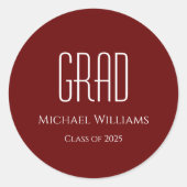 Abschluss-Klasse 2024 Rot Runder Aufkleber (Vorderseite)
