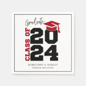 Abschluss-Klasse 2024 Rot und Schwarz Serviette (Vorderseite)