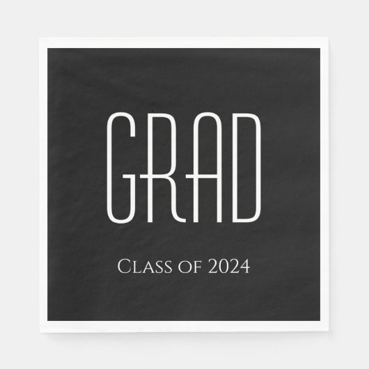 Abschluss-Klasse 2024 Schwarz-weiß Serviette (Vorderseite)