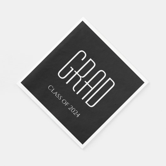 Abschluss-Klasse 2024 Schwarz-weiß Serviette (Ecke)