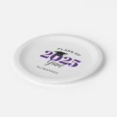 Abschluss-Klasse 2025 Einfach Lila und schwarz Pappteller (Schrägansicht)