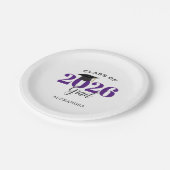 Abschluss-Klasse 2025 Einfach Lila und schwarz Pappteller (Schrägansicht)