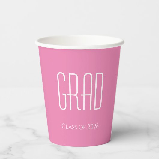 Abschluss-Klasse 2025 Einfach rosa Pappbecher (Rückseite)