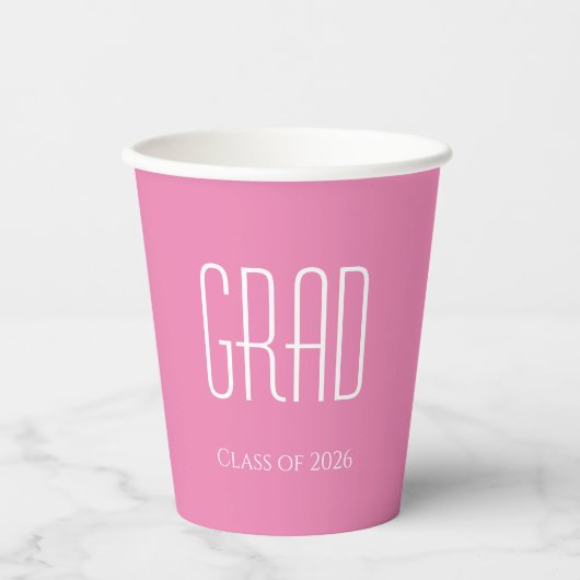 Abschluss-Klasse 2025 Einfach rosa Pappbecher (Vorderseite)