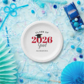 Abschluss-Klasse 2025 Einfach Rot und Schwarz Pappteller (Party)