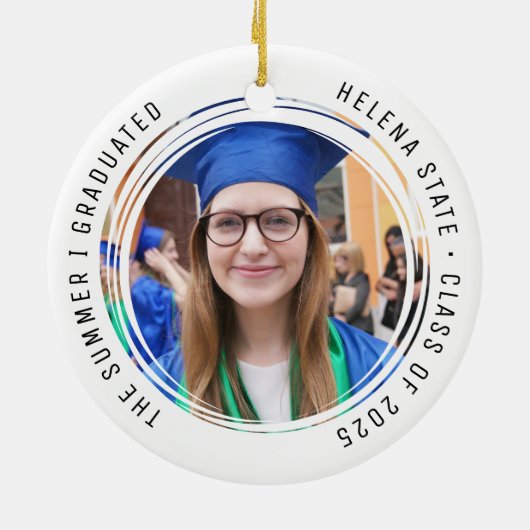 Abschluss-Klasse 2025 Foto Keepake Keramik Ornament (Hinten)