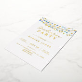 Abschluss-Klasse 2025 in Gold und Blau Folieneinladung (Gedreht)