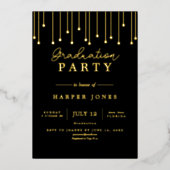 Abschluss-Klasse 2025 in Gold und Schwarz Folieneinladung (Vorderseite)