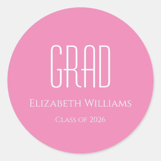 Abschluss-Klasse 2025 Rosa Minimalistisch Runder Aufkleber (Vorderseite)