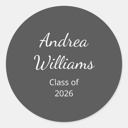 Abschluss-Klasse 2025 Rücksendeadresse Grau Runder Aufkleber (Vorderseite)
